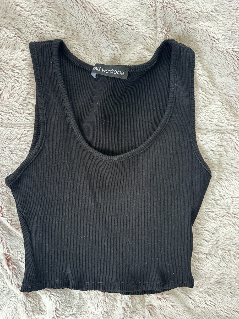naked wardrobe Black Ribbed Cropped Tank